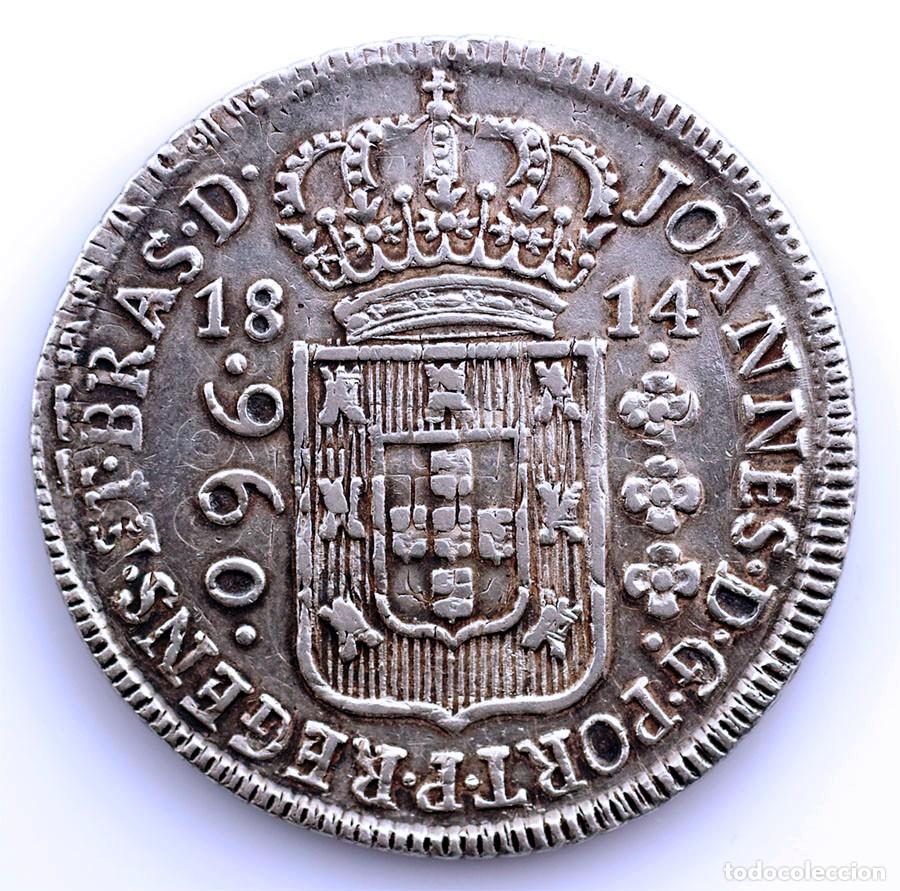 Monedas antiguas de Europa: SC-Brasil.Juan VI. 960 Reis 1814. ACU&Ntilde;ADA SOBRE OTRA MONEDA. Plata 26,8 g.