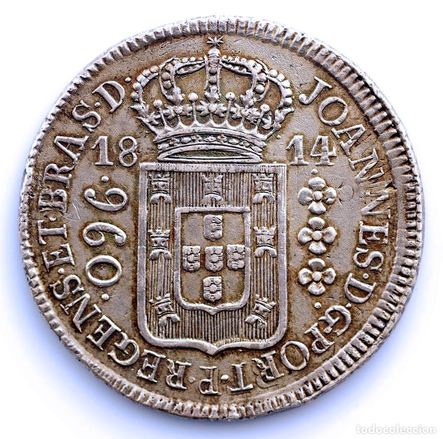 Monedas antiguas de Europa: SC-Brasil. Juan VI. 960 Reis 1814. ACU&Ntilde;ADA SOBRE OTRA MONEDA. EBC/XF. Plata 26,8 g.