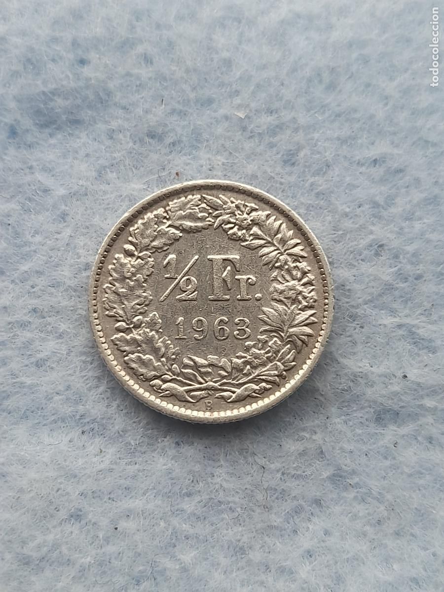 Monete antiche di Europa: Suiza. 1/2 Franco. A&ntilde;o 1963. Plata.