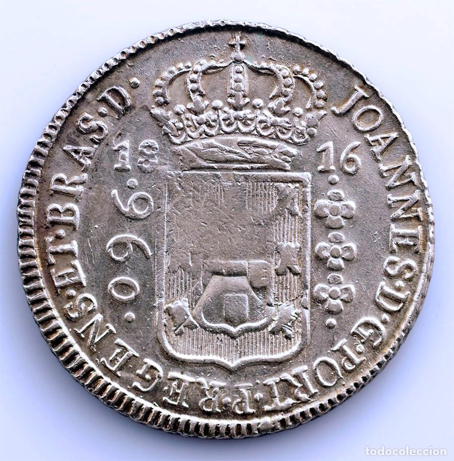 Monedas antiguas de Europa: SC-Brasil.Juan VI. 960 Reis 1816. ACU&Ntilde;ADA SOBRE 8 REALES ESPA&Ntilde;OLES Plata 26,9 g.