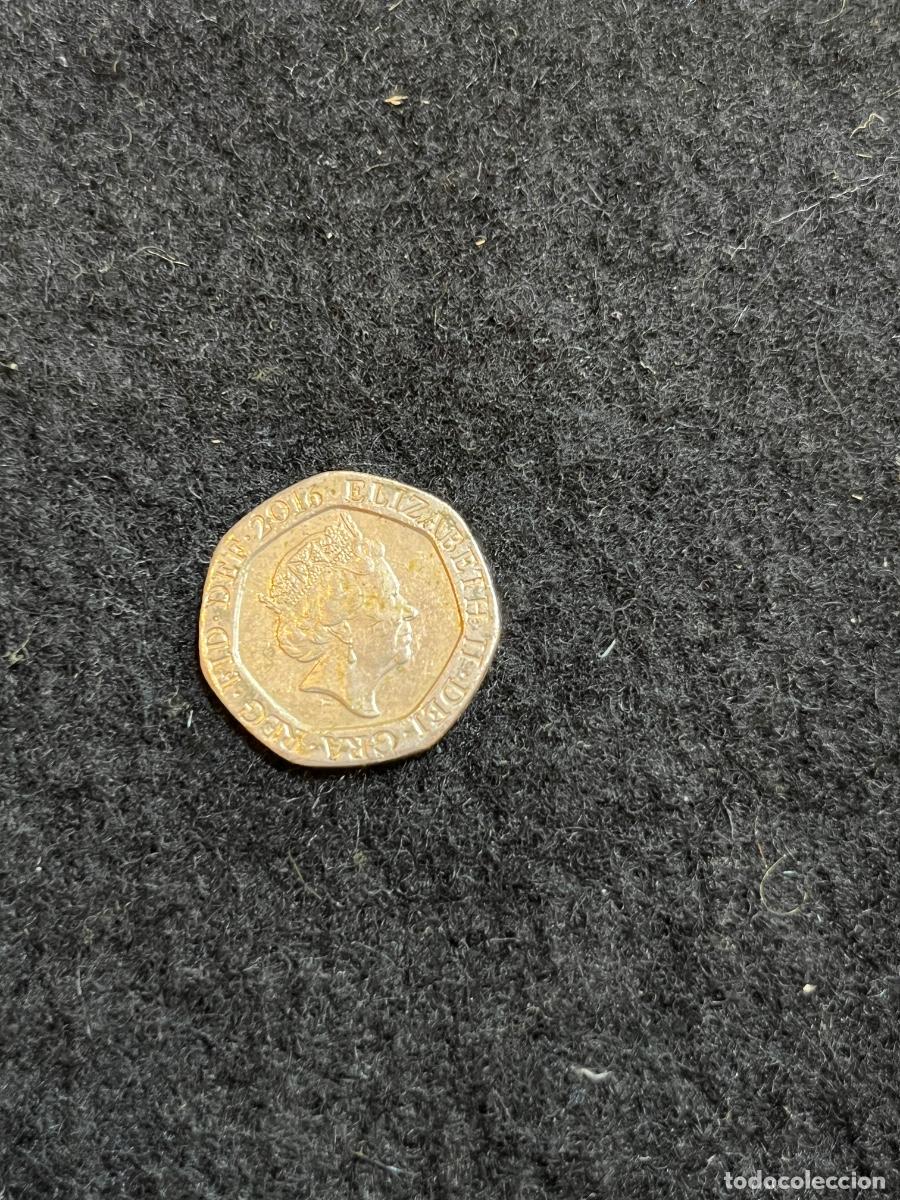 Alte M&uuml;nzen aus Europa: Moneda 20 Pence Reino Unido 2016 Isabel II Elizabeth II Royal Shield escudo brit&aacute;nico heptagonal num