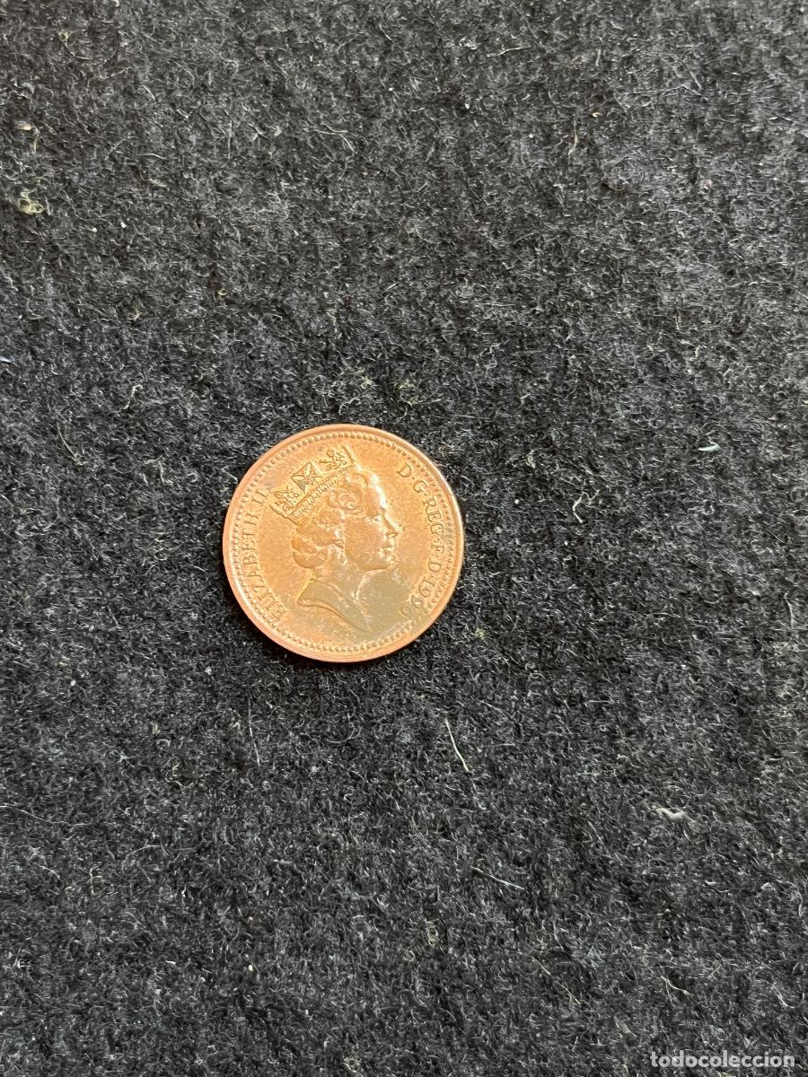 Alte M&uuml;nzen aus Europa: Moneda 1 Penny Reino Unido 1999 Isabel II Elizabeth II cobre brit&aacute;nica Gran Breta&ntilde;a Portcullis numis