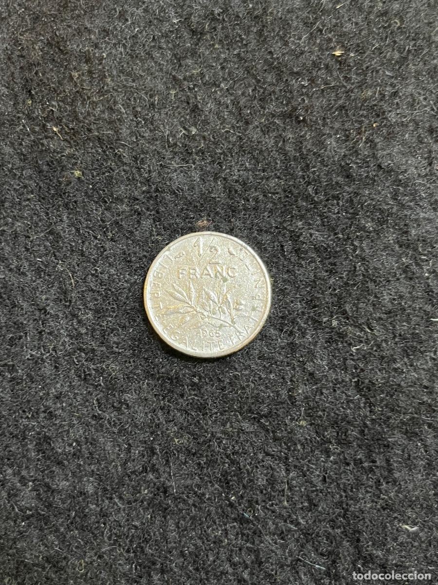 Alte M&uuml;nzen aus Europa: Moneda 1/2 Franc Francia 1965 Semeuse Rep&uacute;blica Francesa aluminio numism&aacute;tica colecci&oacute;n