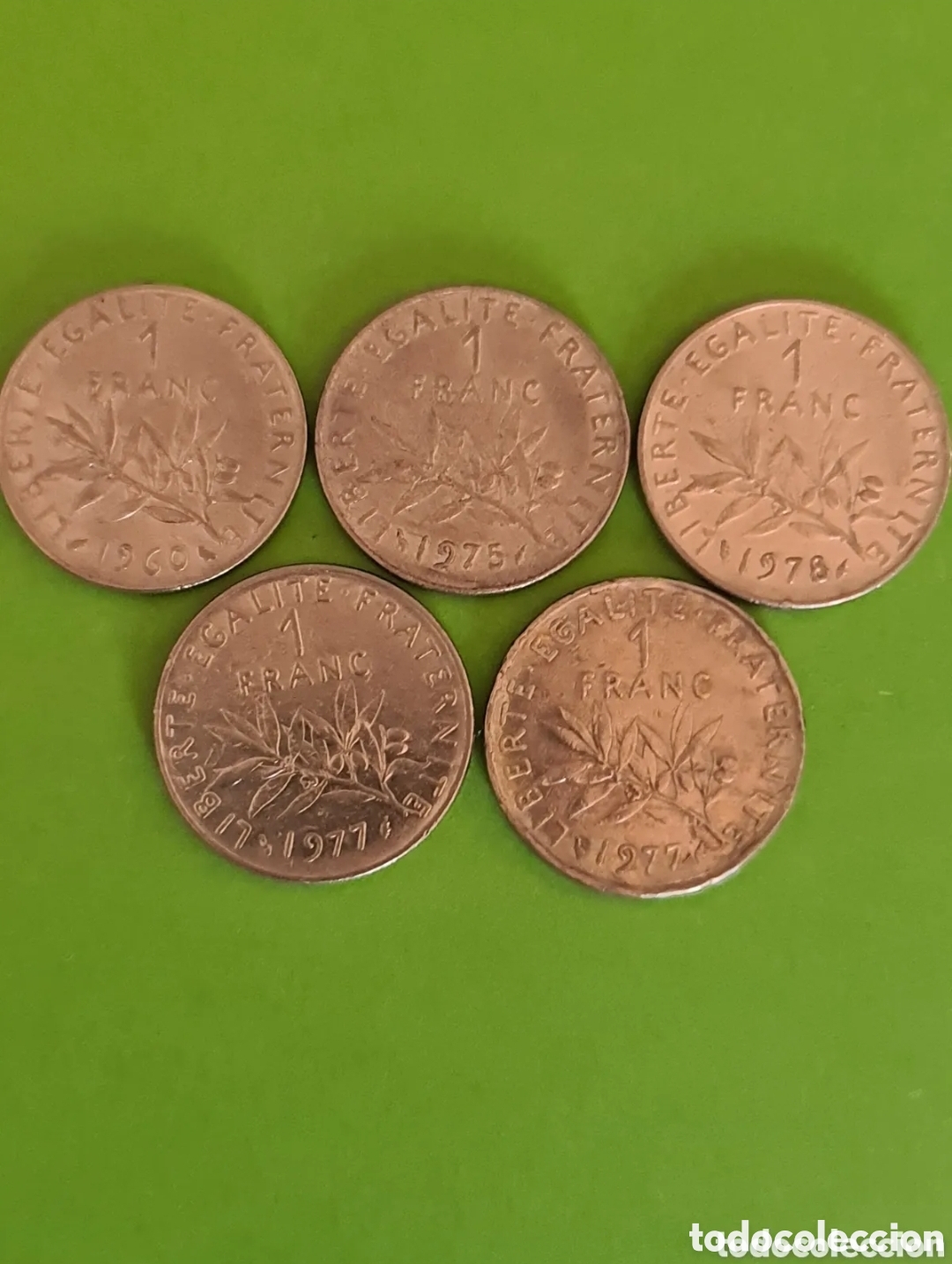 Alte M&uuml;nzen aus Europa: Lote 5 Monedas de 1 Franco Franc&eacute;s.