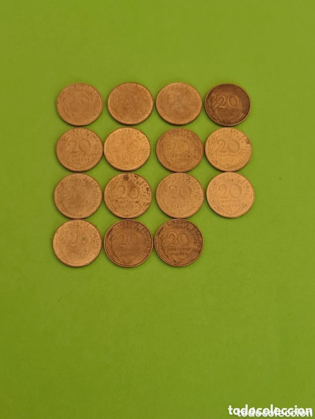 Alte M&uuml;nzen aus Europa: Lote de 15 Monedas de 20 C&eacute;ntimos Franceses/ De diferentes a&ntilde;os