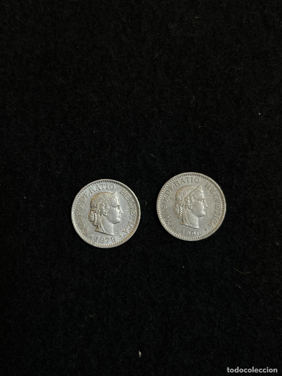 Alte M&uuml;nzen aus Europa: Lote 2 monedas de 10 Rappen Suiza 1978 y 1990 &ndash; Confederatio Helvetica &ndash; Franco Suizo