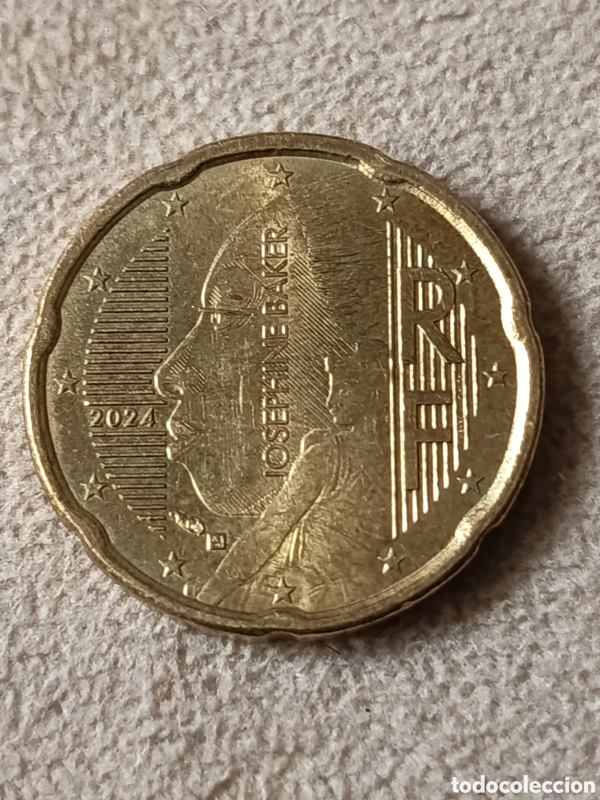 Alte M&uuml;nzen aus Europa: Moneda 20 C&eacute;ntimos Francia Josephine Baker 2024