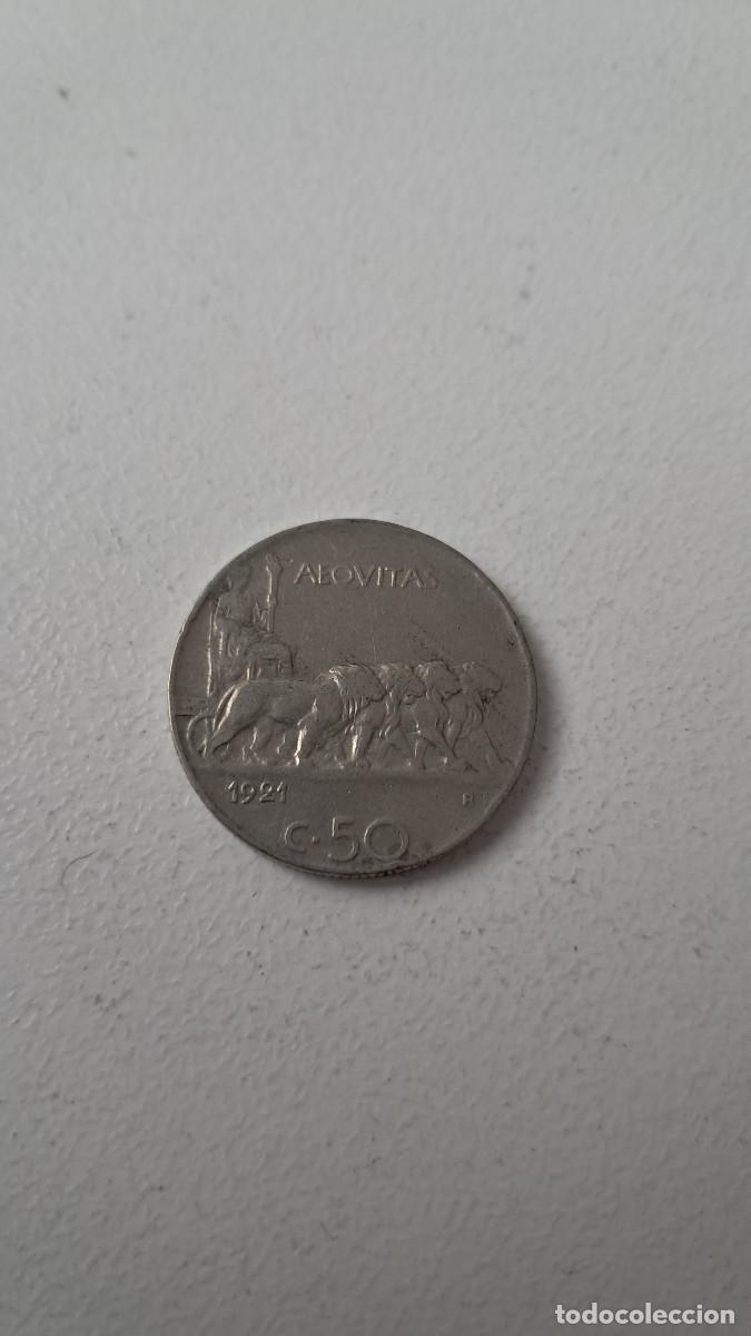 Monedas antiguas de Europa: Moneda, Italia, 1921, 50 c&eacute;ntimos
