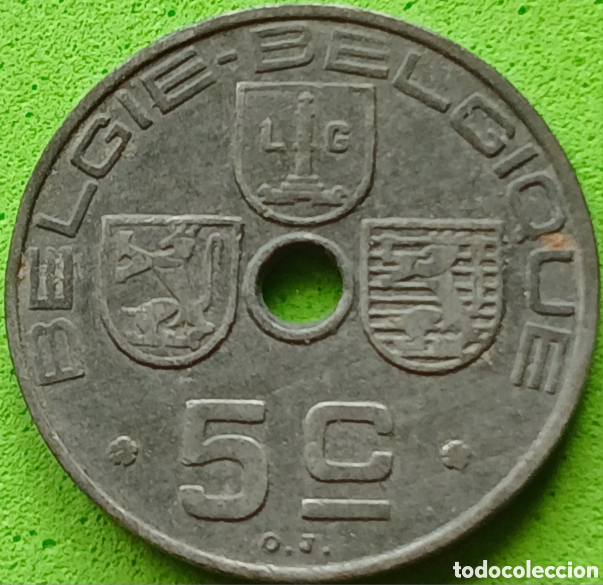 Monedas antiguas de Europa: B&eacute;lgica 5 c&eacute;ntimos 1942 km#124 Belgie-Belgique
