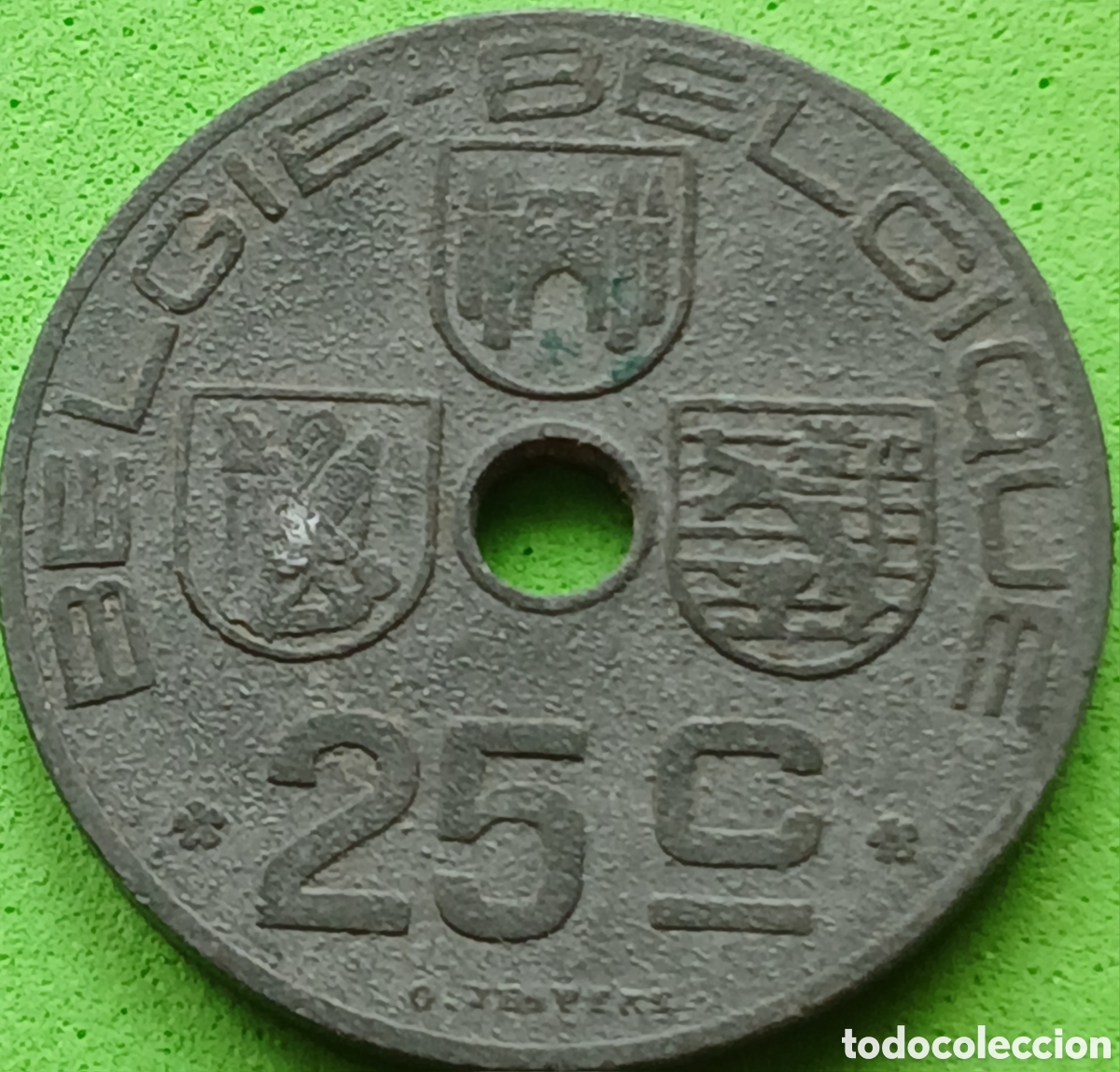 Monedas antiguas de Europa: B&eacute;lgica 25 c&eacute;ntimos 1943 km#132 Belgie-Belgique