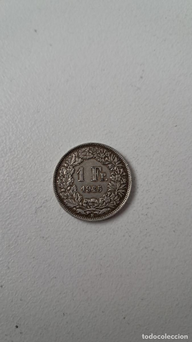 Monedas antiguas de Europa: Moneda de plata, Suiza, 1945, 1 franco