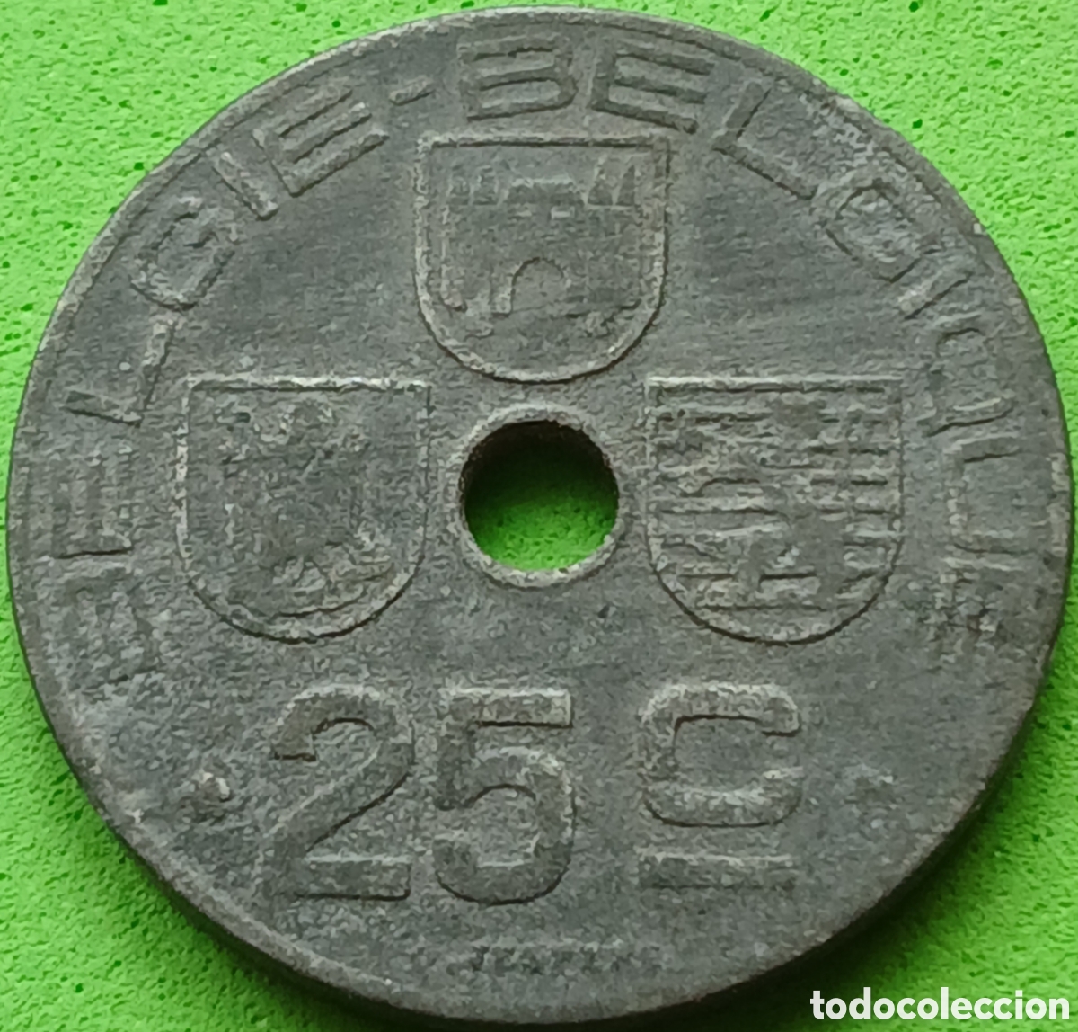 Monedas antiguas de Europa: B&eacute;lgica 25 c&eacute;ntimos 1944 km#132 Belgie-Belgique