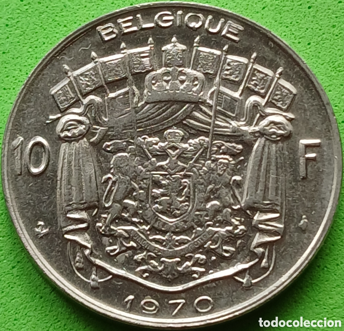 Monedas antiguas de Europa: B&eacute;lgica 10 francos 1970 km#155 Belgique