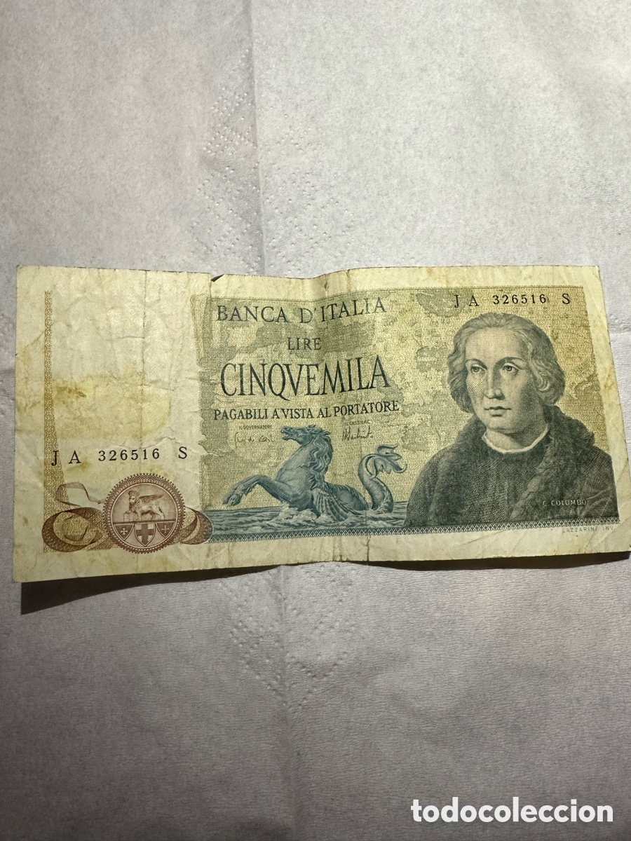Monedas antiguas de Europa: Italia. 5000 Liras / Lire 1971 / 1973. Crist&oacute;bal Col&oacute;n (Colombo 1er tipo). Serie JA