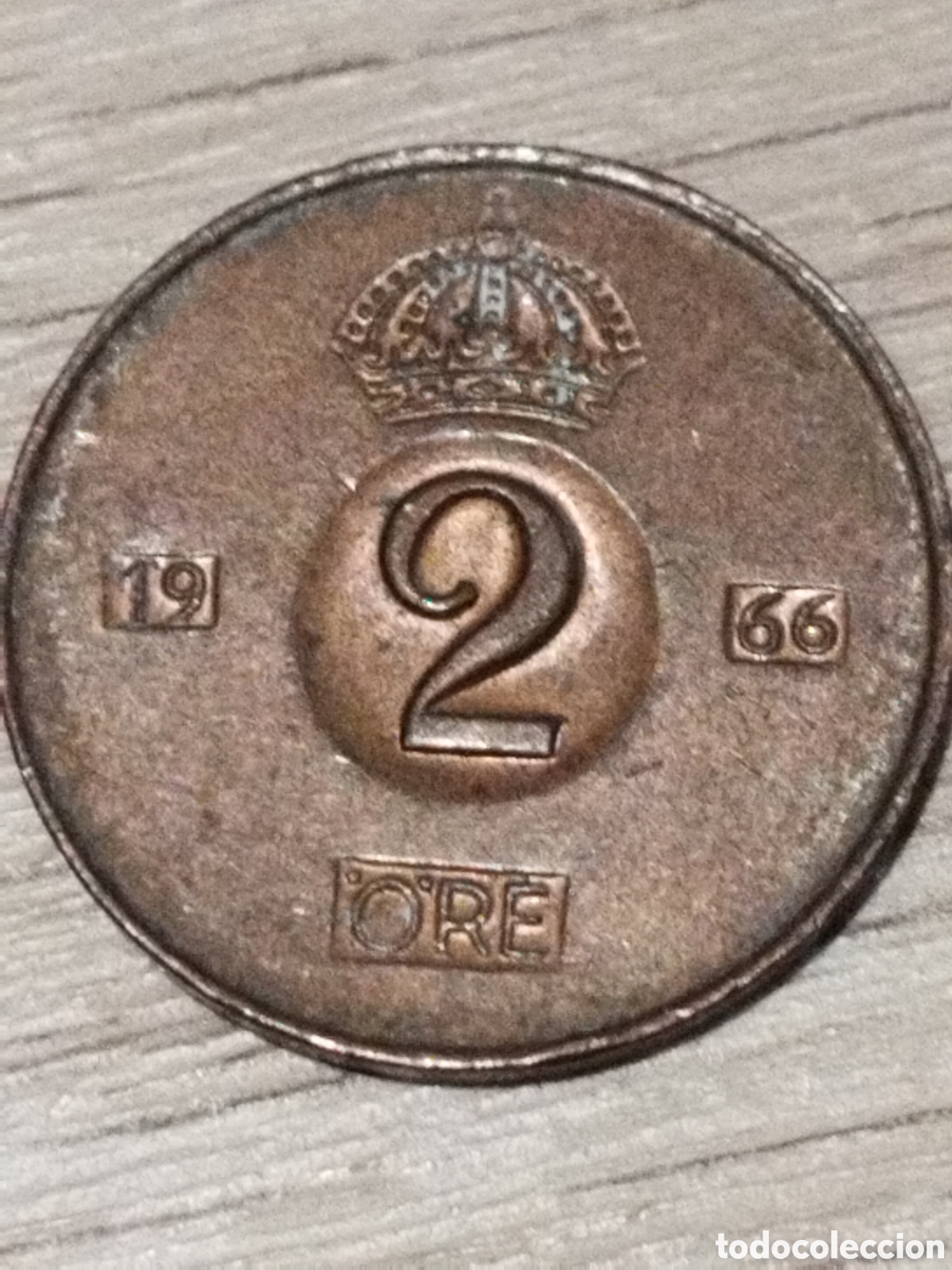 Monedas antiguas de Europa: Suecia moneda de 2 ore de 1966 km#821