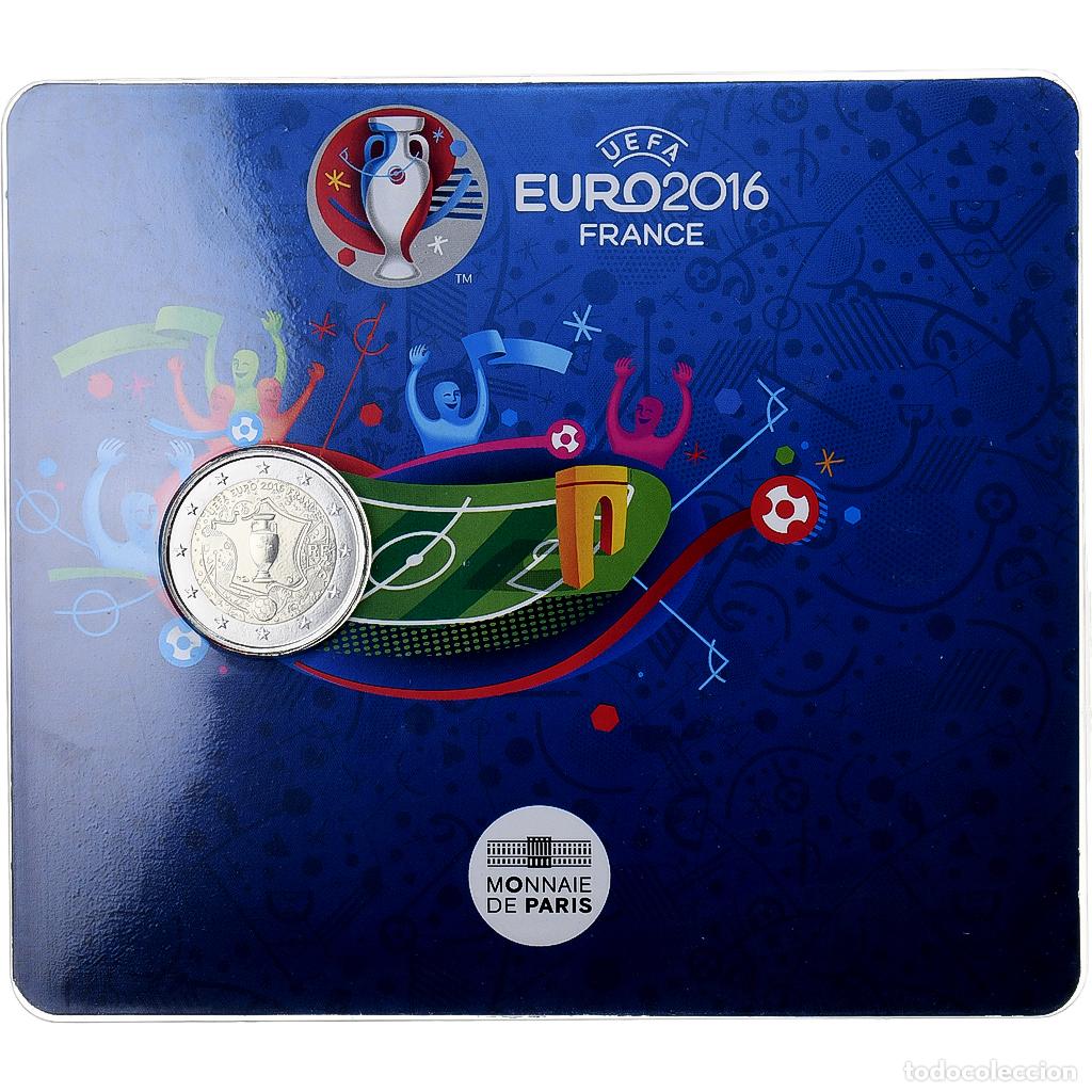 Monedas antiguas de Europa: [#1278752] Francia, 2 Euro, UEFA Euro 2016, Coin card, 2016, MDP, Bimet&aacute;lico, FDC