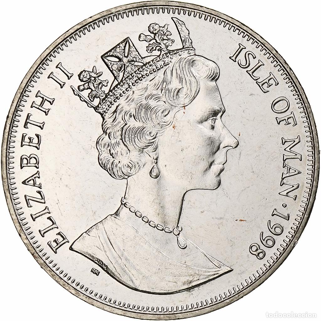 Monedas antiguas de Europa: [#1305329] Isla de Man, Elizabeth II, Crown, 125th Anniversary of the Steam Railway, 1998