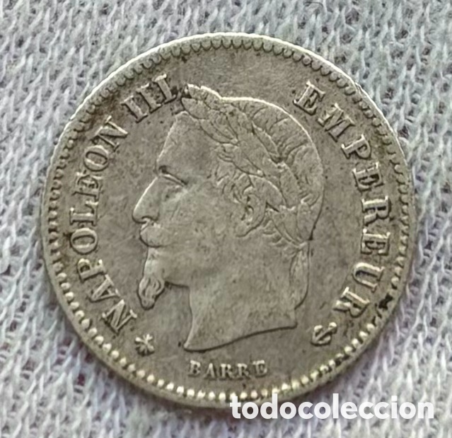 Monedas antiguas de Europa: Moneda PLATA FRANCIA 20 C&eacute;ntimos 1867-A. NAPOLE&Oacute;N