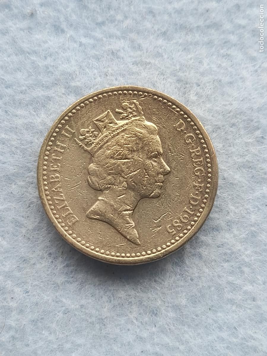 Moedas antigas da Europa: Gran Breta&ntilde;a. 1 Libra. A&ntilde;o 1985.