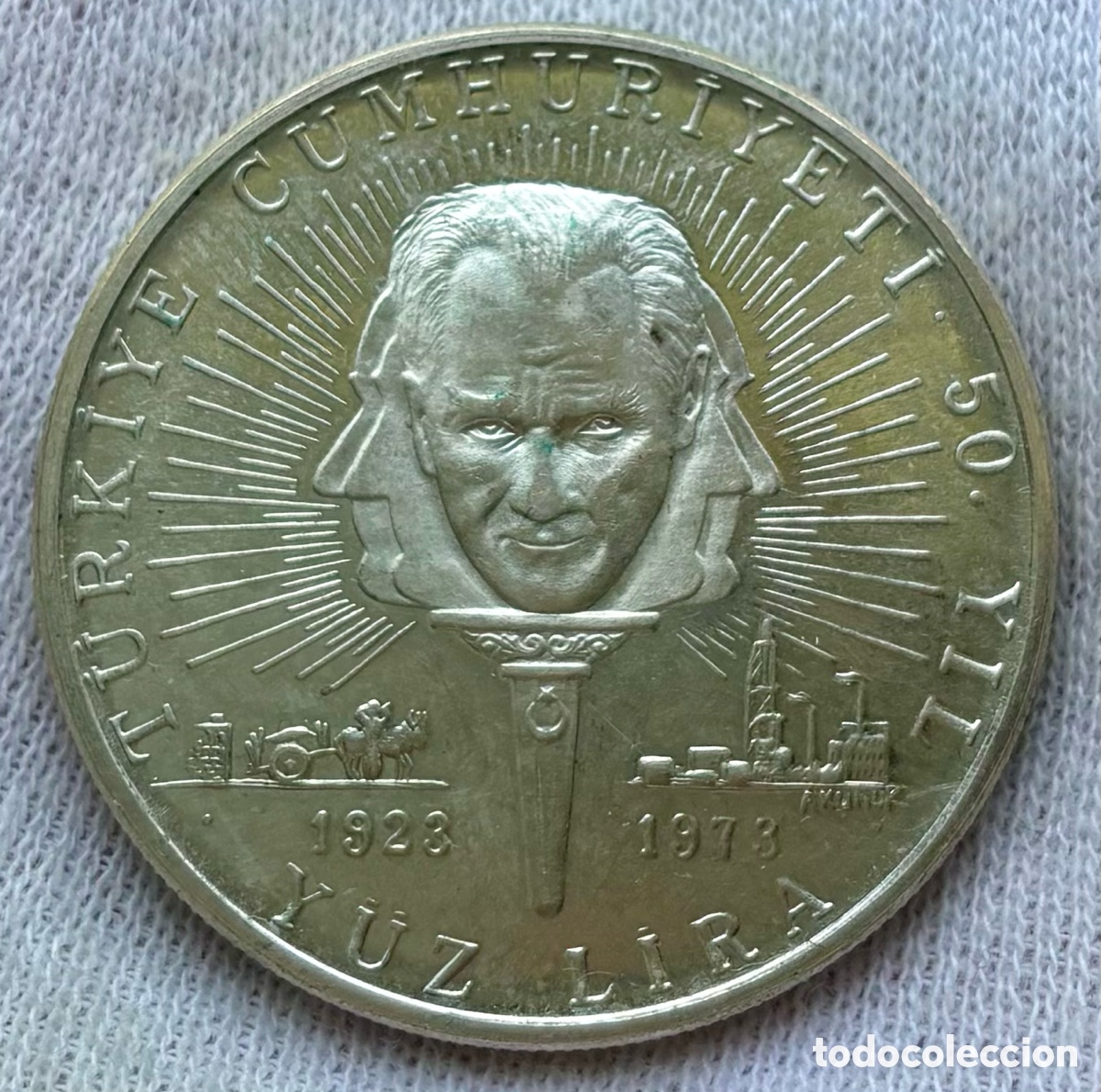 Monedas antiguas de Europa: Moneda PLATA TURQU&Iacute;A 100 Lira 1973