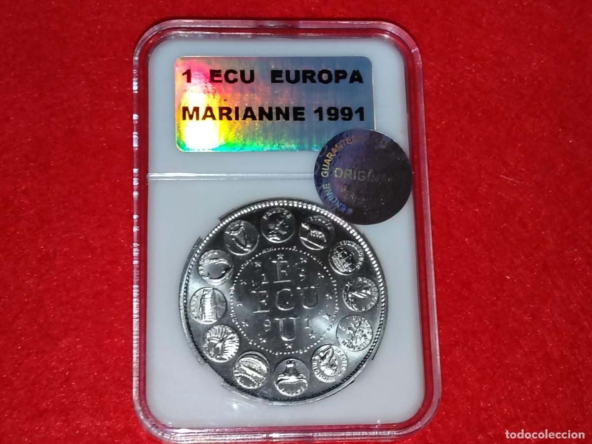 Old Coins of Europe: MONEDA DE 1 ECU DE 1991 FRANCIA MARIANNE, 10 PAISES UNION EUROPEA