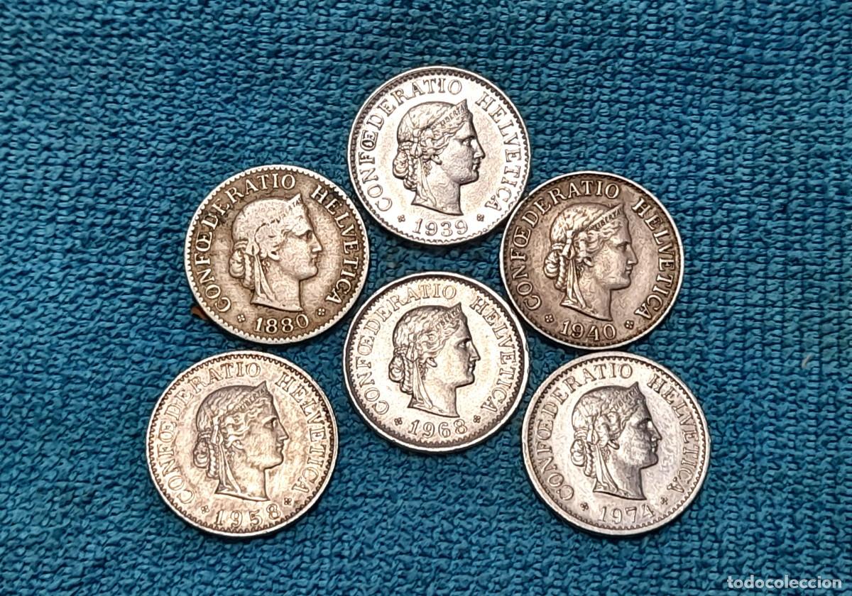 Monedas antiguas de Europa: Suiza, 6 x 10 Rappen 1880-1974