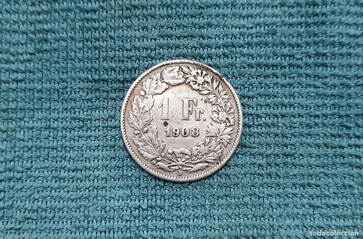 Monedas antiguas de Europa: Suiza, 1 Frank 1908.