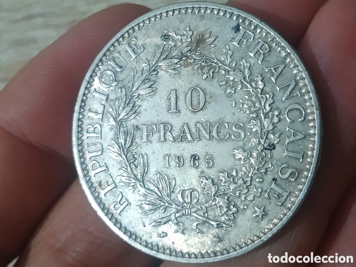 Monedas antiguas de Europa: Francia. 10 francos de plata de 1965