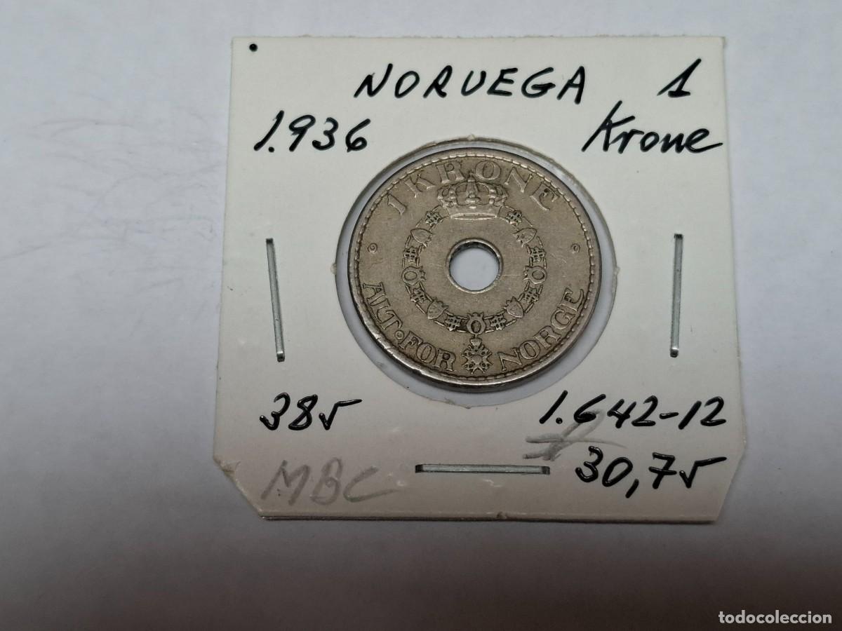 Monedas antiguas de Europa: 1 KRONE de 1936 KM 385 NORUEGA en MBC