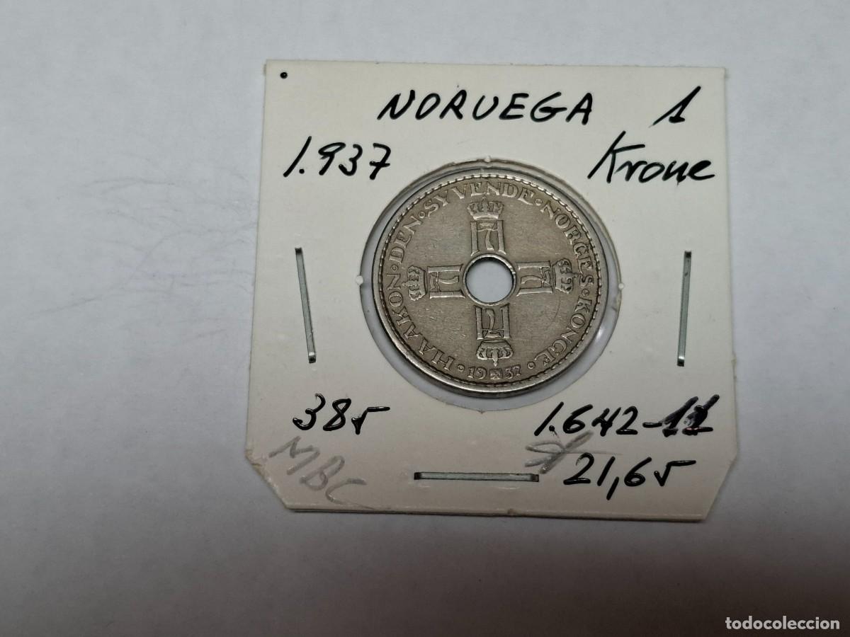 Monedas antiguas de Europa: 1 KRONE de 1937 KM 385 NORUEGA en MBC