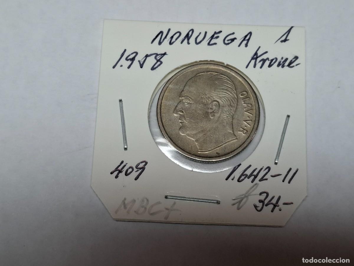 Monedas antiguas de Europa: 1 KRONE de 1958 KM 409 NORUEGA en MBC+