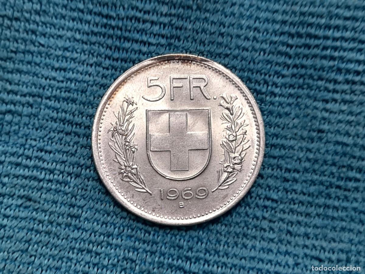 Monedas antiguas de Europa: Suiza, 5 Francs 1969