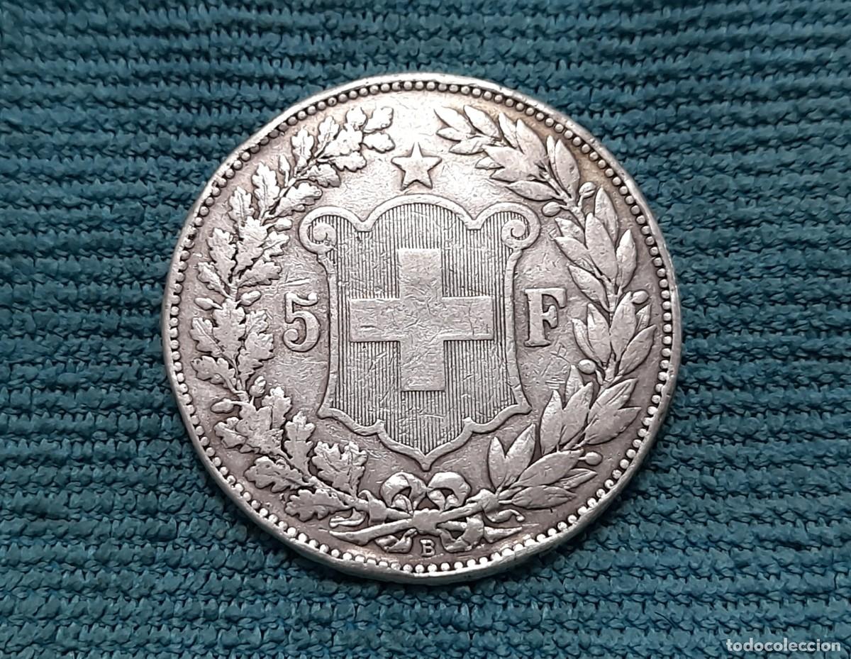 Monedas antiguas de Europa: Suiza, 5 Francs 1889, Escasa