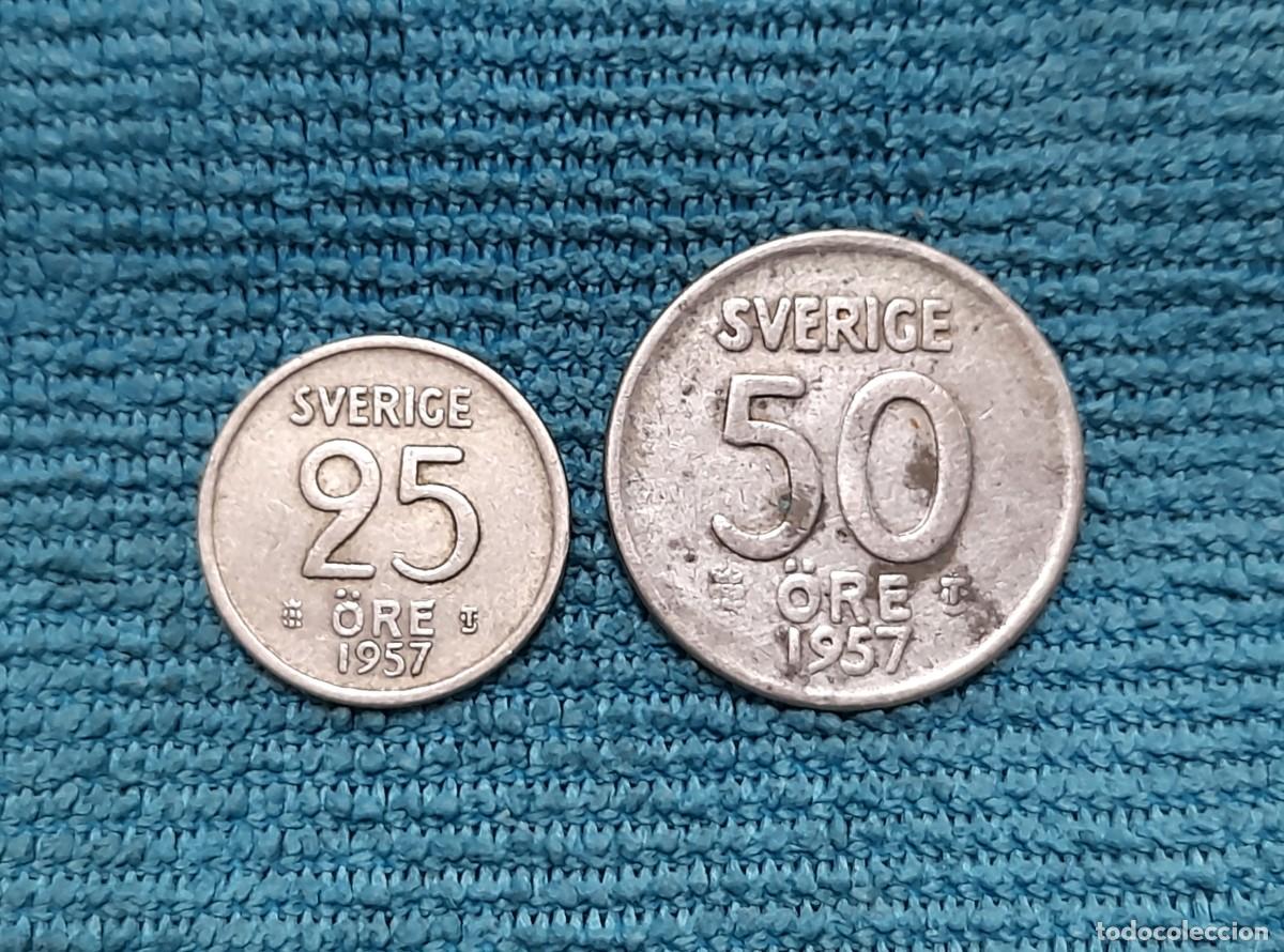 Monedas antiguas de Europa: Suecia, 25 y 50 Ore 1957.