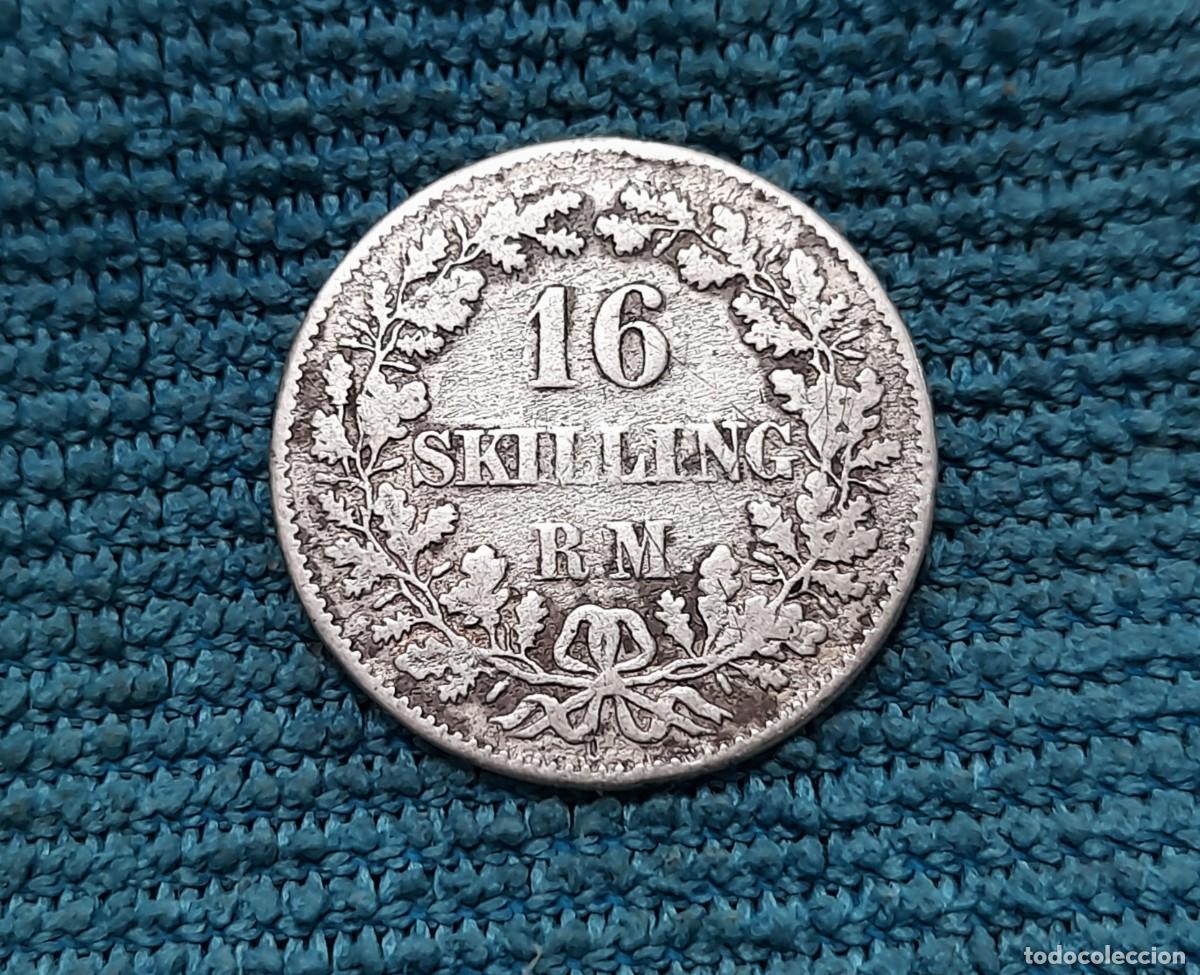 Monedas antiguas de Europa: Dinamarca, Frederik VII, 16 Skilling 1856, Rara