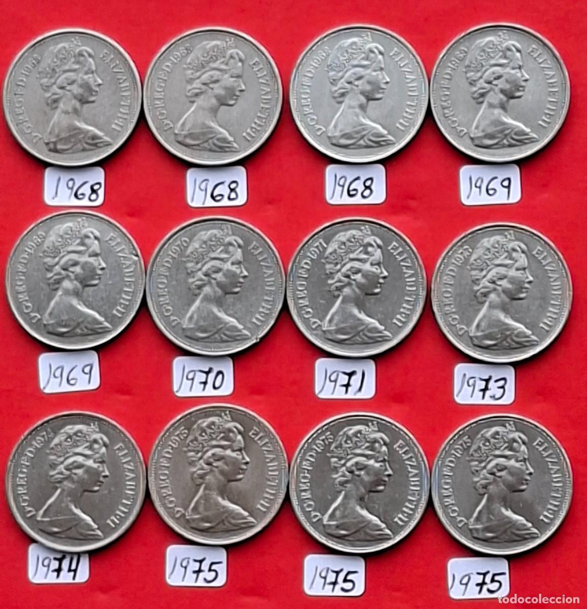 Monedas antiguas de Europa: 12 monedas de 10 peniques de Inglaterra