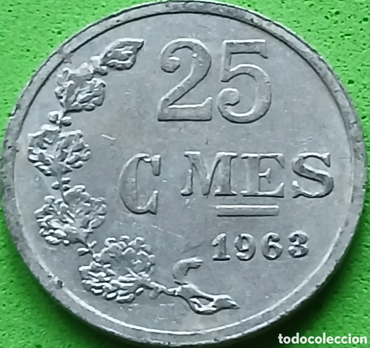 Monedas antiguas de Europa: Luxemburgo 25 c&eacute;ntimos 1963 km#45a alineaci&oacute;n moneda