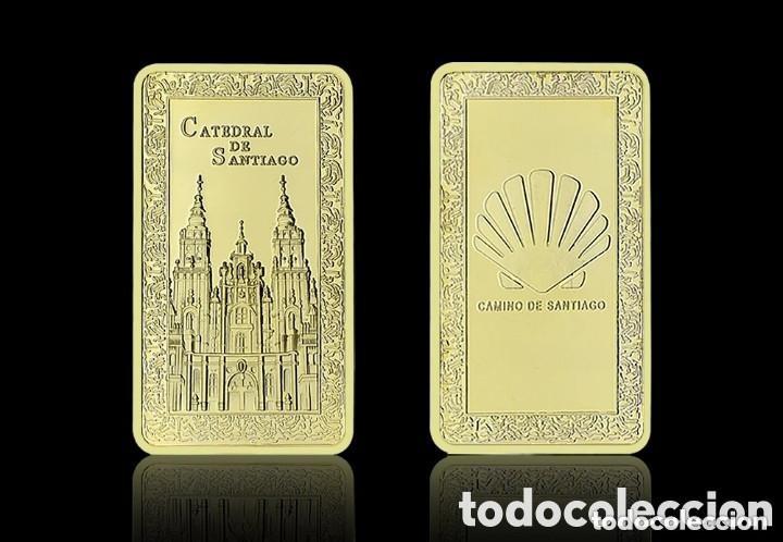 Moedas antigas da Europa: LINGOTE CATEDRAL CAMINO SANTIAGO ORO 24 K