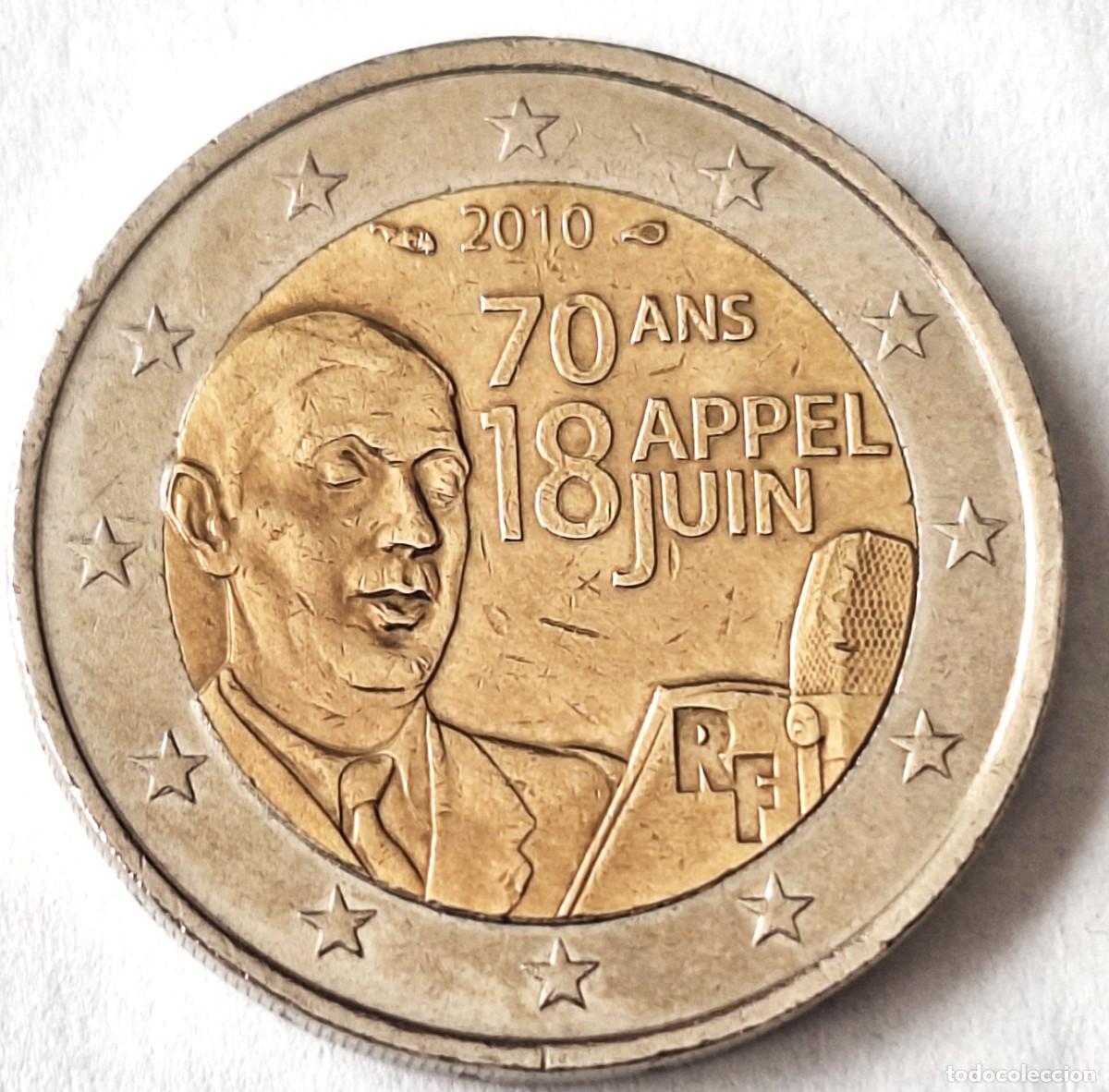 Monedas antiguas de Europa: FRANCIA - MONEDA CONMEMORATIVA DE 2 EUROS DEL A&Ntilde;O 2010 - GENERAL DE GAULLE - BIEN CONSERVADA