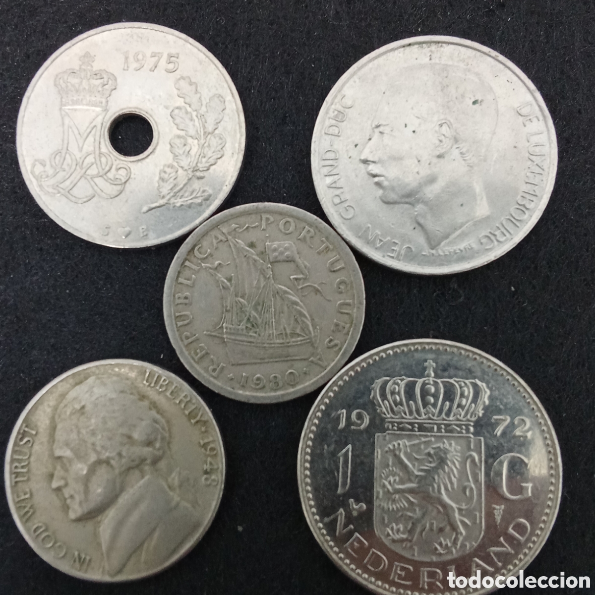 Monedas antiguas de Europa: Lote 5 monedas distintas internacionales