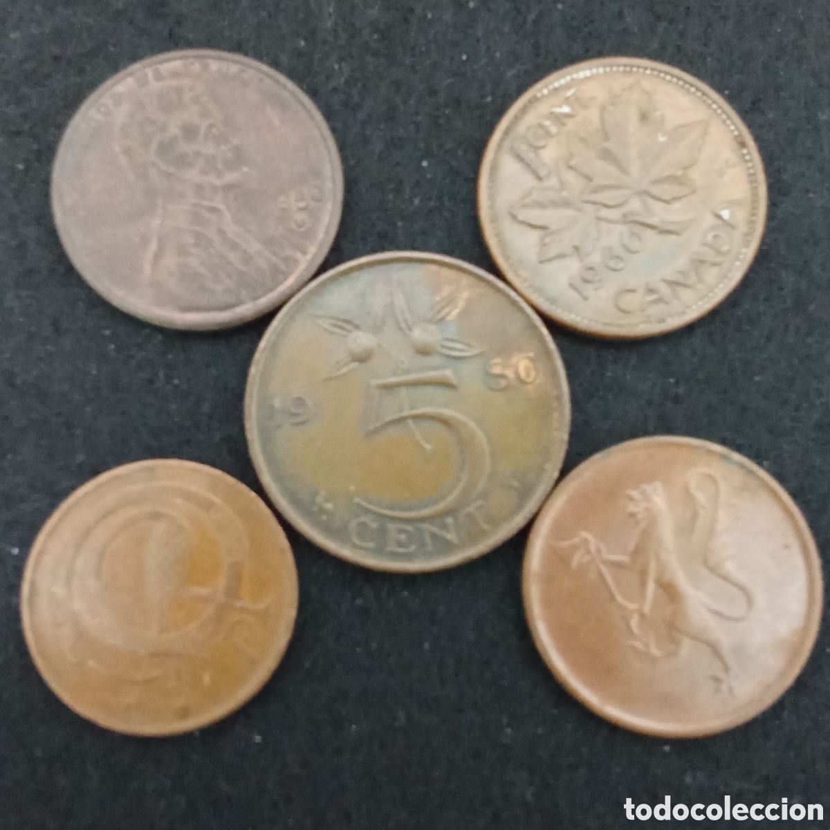 Moedas antigas da Europa: Lote 5 monedas distintas internacionales
