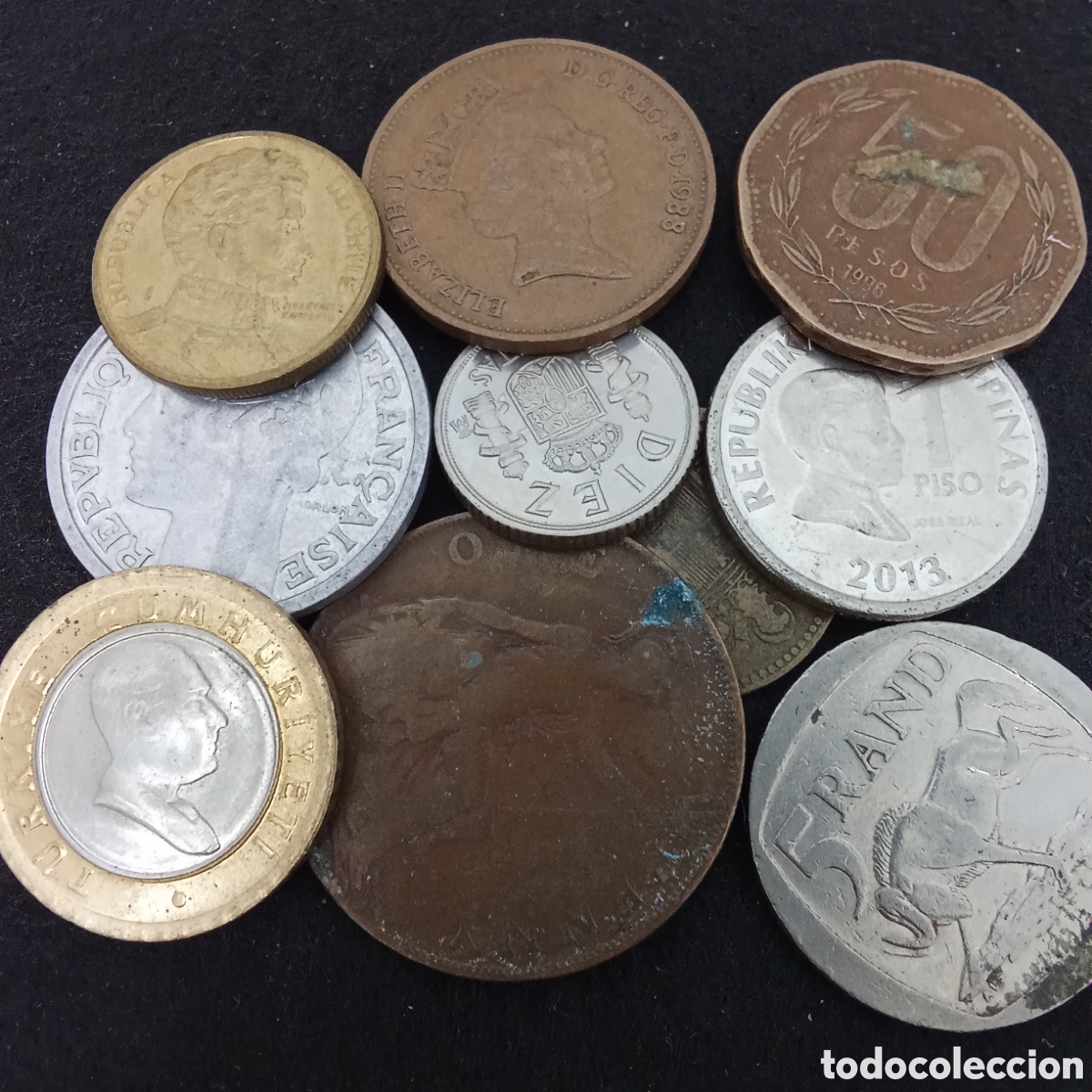Moedas antigas da Europa: Lote 10 monedas distintas internacionales