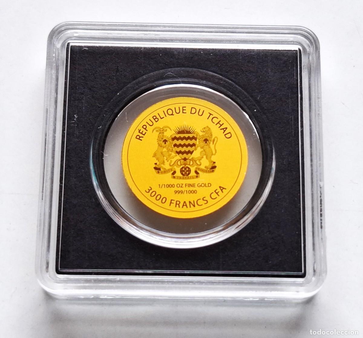 Moedas antigas da Europa: MONEDA-LINGOTE DE ORO 999 3000 FRANCS 1/1000 OZ DICEROS BICORNIS - 17.MM DIAMETRO