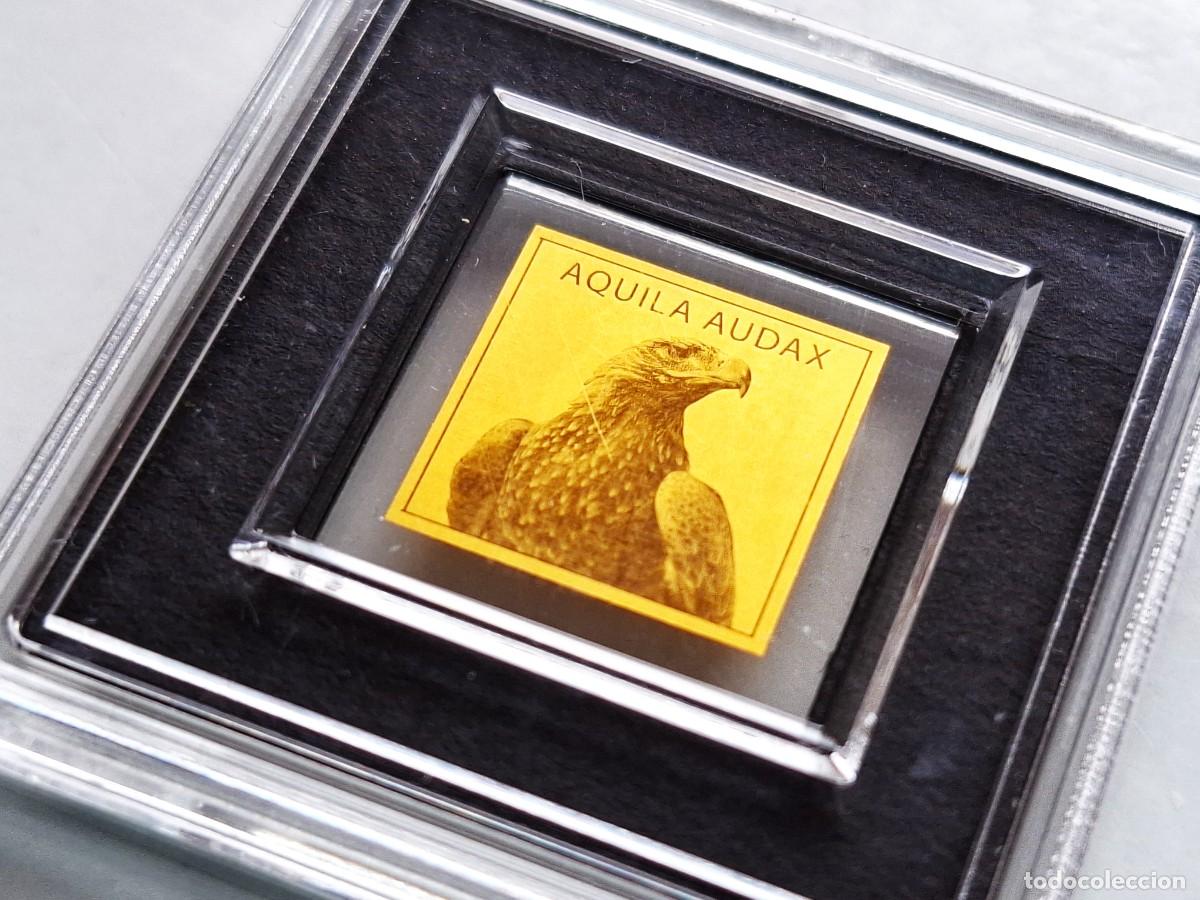 Moedas antigas da Europa: MONEDA-LINGOTE DE ORO 999 3000 FRANCS 1/1000 OZ AQUILA AUDAX - 13X13.MM