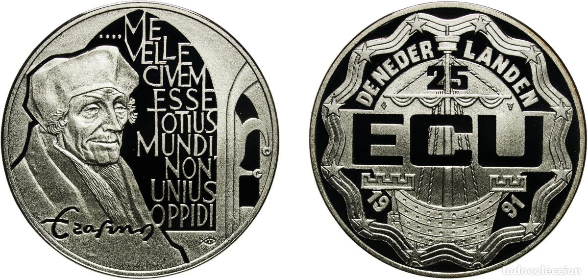 Monedas antiguas de Europa: Netherlands 1993 25 ECU - Beatrix (Desiderius Erasmus) Silver (.925) Utrecht Mint 25.14g PF