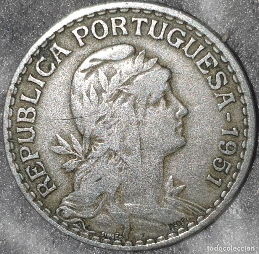 Monedas antiguas de Europa: Portugal 1 Escudo 1951 &ndash; Rep&uacute;blica Portuguesa &ndash; Numism&aacute;tica