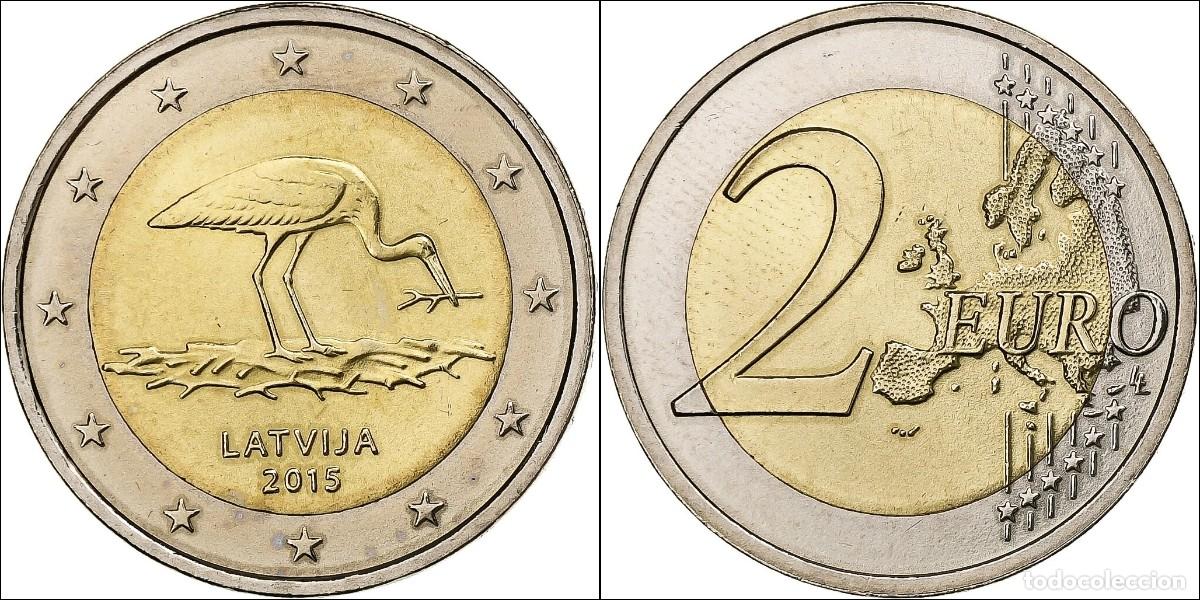 Monedas antiguas de Europa: 2 EUROS LETONIA 2015 Cig&uuml;e&ntilde;a negra
