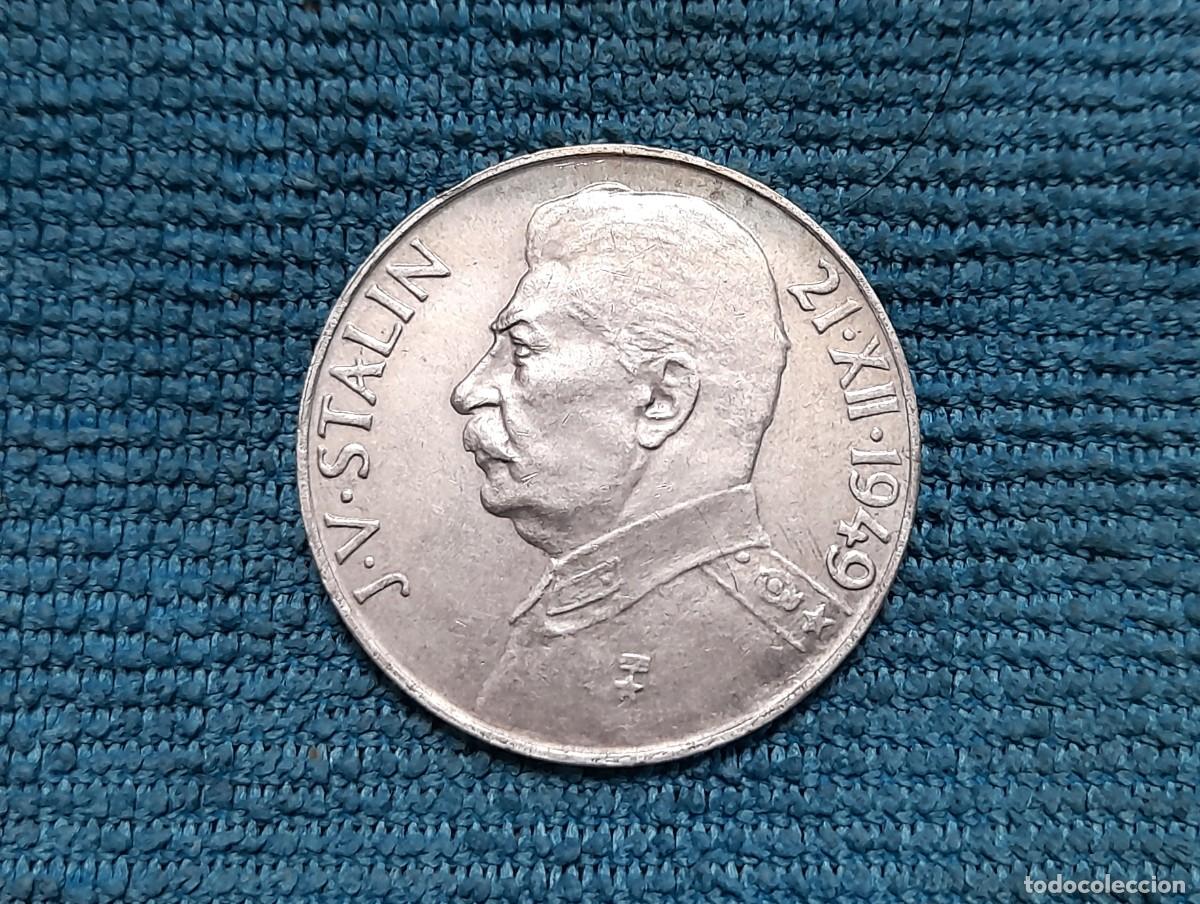 Monedas antiguas de Europa: Checoslovaquia, 100 Coronas 1949, 70&ordm; cumplea&ntilde;os de Joseph V. Stalin