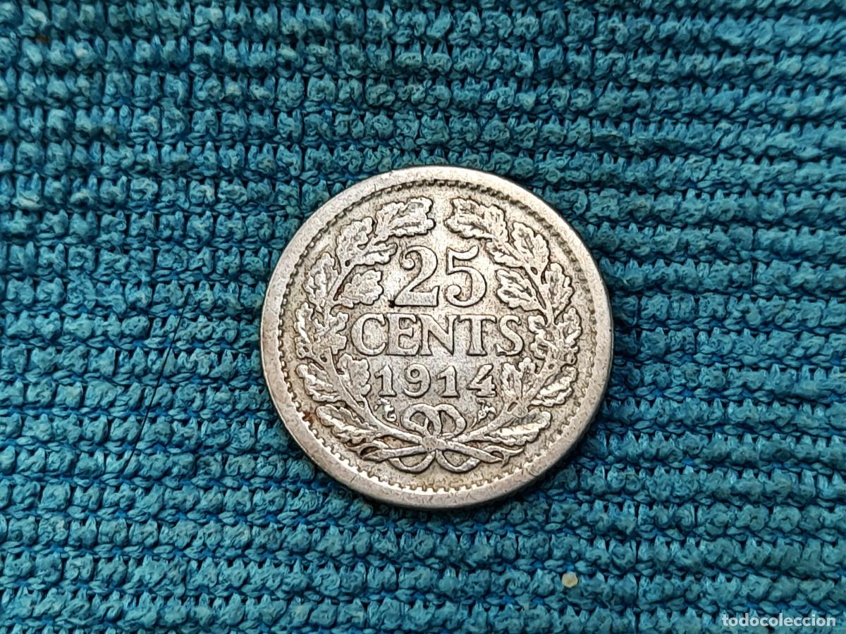 Monedas antiguas de Europa: Paises Bajos, 25 Cents 1914