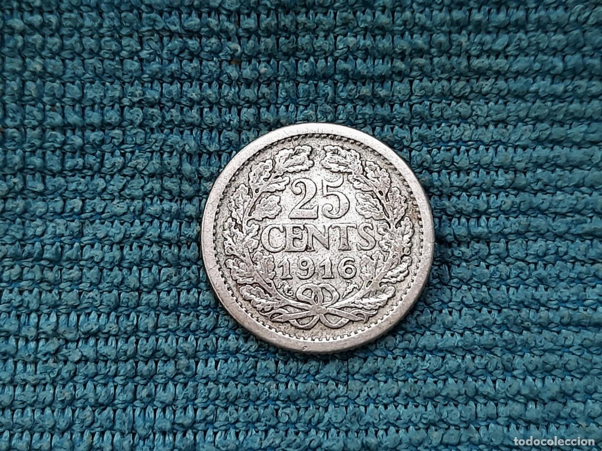 Monedas antiguas de Europa: Paises Bajos, 25 Cents 1916
